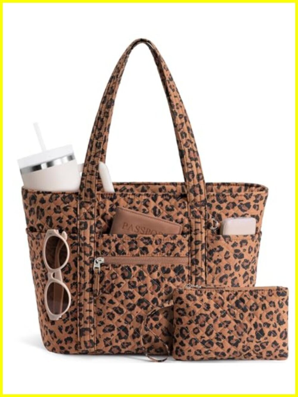 Quilted Cotton Tote Bag for Women Puffer Laptop Work Bag Teacher Nurse Bag with